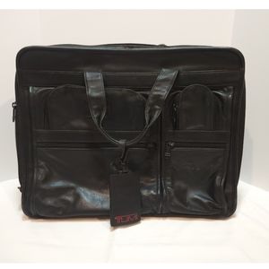 TUMI 17" Napa Black Leather Laptop Briefcase